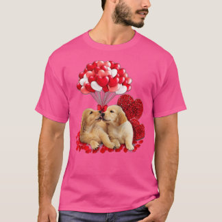 Cute Couple Golden Retriever Valentines Day Dog Lo T-Shirt