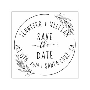 Cute Couple Hand Lettered Script Save the Date Self-inking Stamp