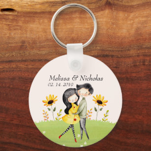 Cute Couple Hugging Key Ring