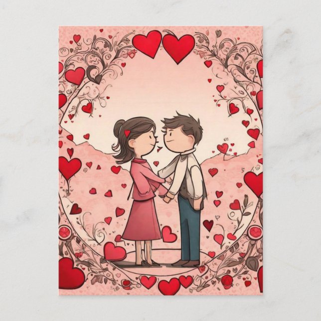 Cute couple in love  postcard (Front)
