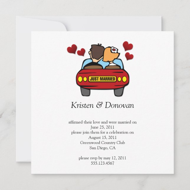 Cute Couple Just Married Post Wedding Celebration Invitation (Front)
