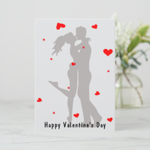 Cute Couple Kiss Minimalist Valentine's Day Card