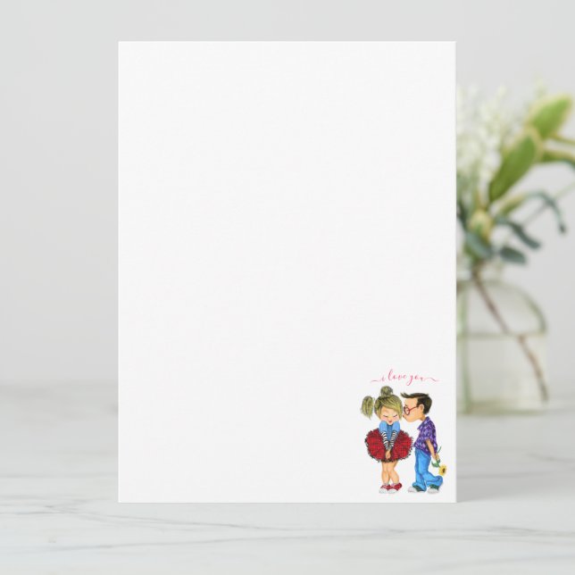 Cute Couple Menu with Text - I Love You (Standing Front)