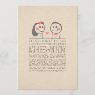Cute couple modern casual engagement party invite