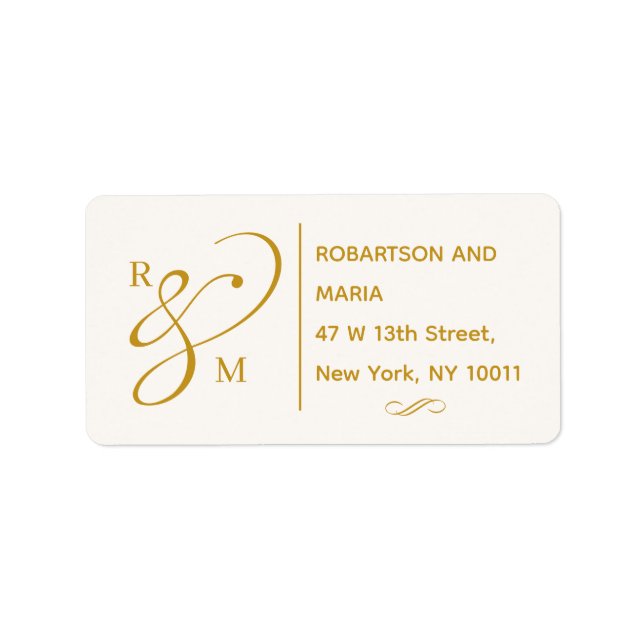 Cute Couple Monogram Return Address Label (Front)