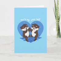 Cute Couple Otter Pun Folded Greeting Card