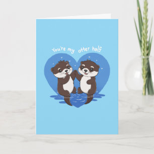 Cute Couple Otter Pun Folded Greeting Card