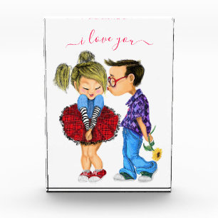Cute Couple Photo Block Love Gift Text I Love You