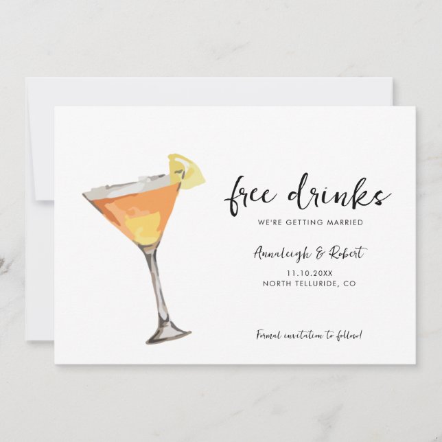 Cute Couple Photo Script Minimalist Wedding Save The Date (Front)