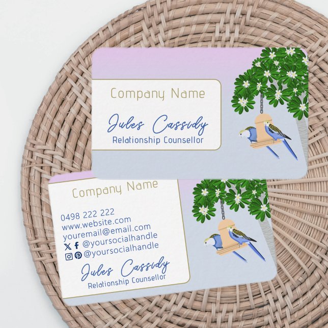 Cute Couple Playful Parrots Banner Counsellor Business Card (Creator Uploaded)