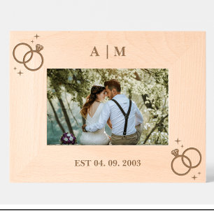 Cute Couple Rings Monogram Custom Wood Frames