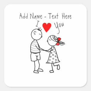 Cute Couple Sticker Gift Custom Text Your Name