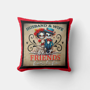 Cute Couple Sugar Skull Cushion