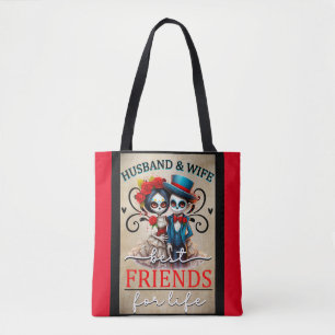 Cute Couple Sugar Skull  Tote Bag