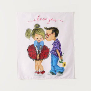 Cute Couple Tapestry - I Love You