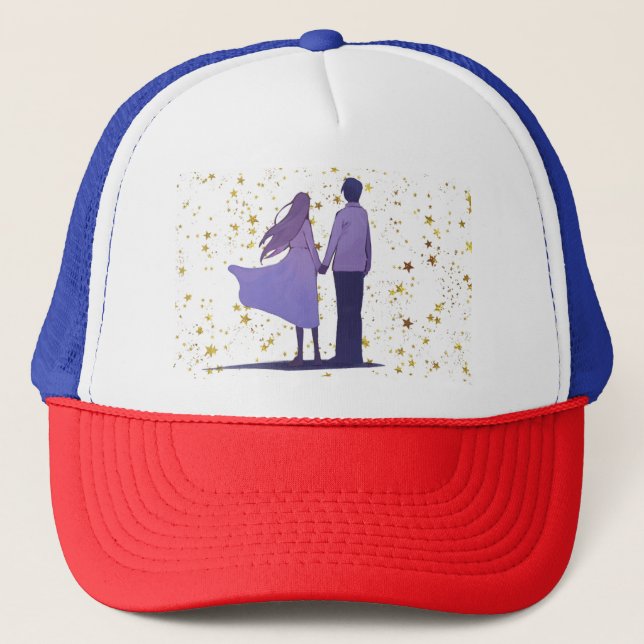 Cute Couple Trucker Hat (Front)