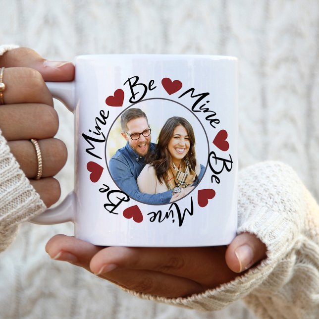 Cute Couple Valentine's Day Be Mine Photo Two-Tone Coffee Mug (Creator Uploaded)