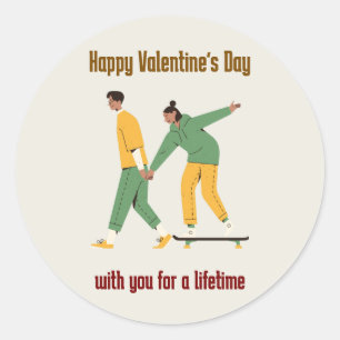 Cute Couple Valentine's Day Classic Round Sticker