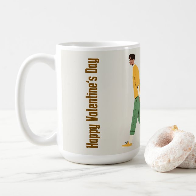 Cute Couple Valentine's Day Coffee Mug (With Donut)