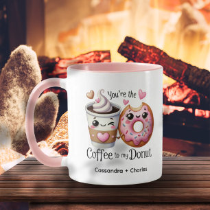 Cute Couples Customised "Coffee to My Doughnut" Mug