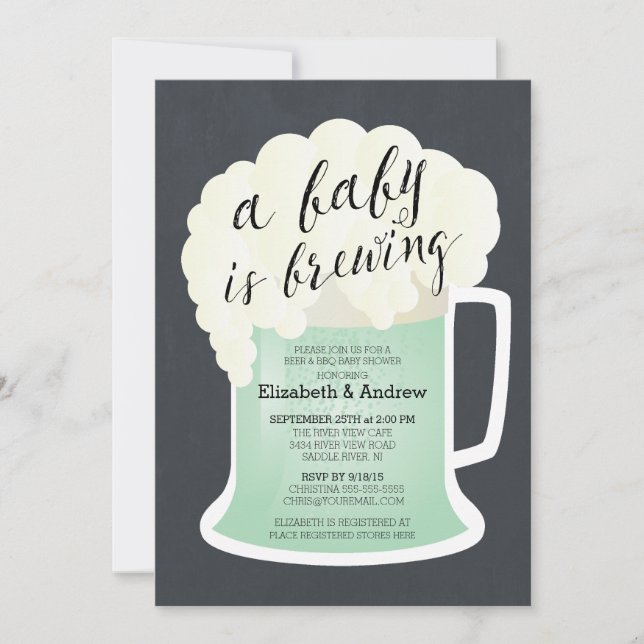 Cute Couples Neutral Baby Shower Baby Brewing Invitation (Front)