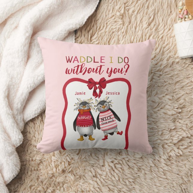 Cute Couples Waddle I Do Without You? Christmas Cushion (Blanket)