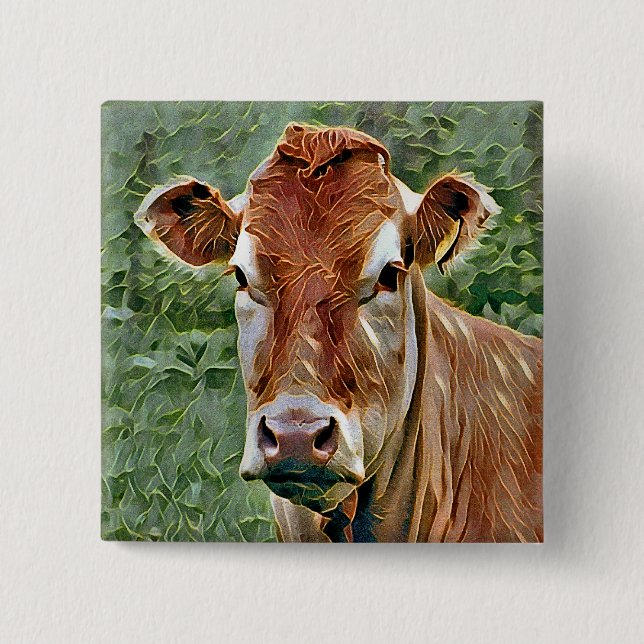 CUTE COW 15 CM SQUARE BADGE (Front)