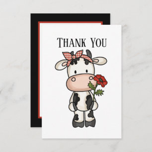 Cute cow add message  thank you card