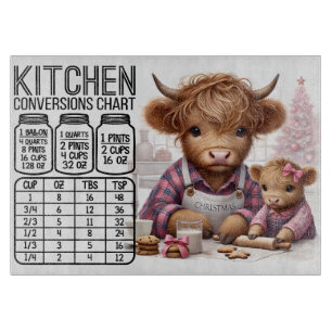 Cute Cow and Baby Conversion Chart Cutting Board