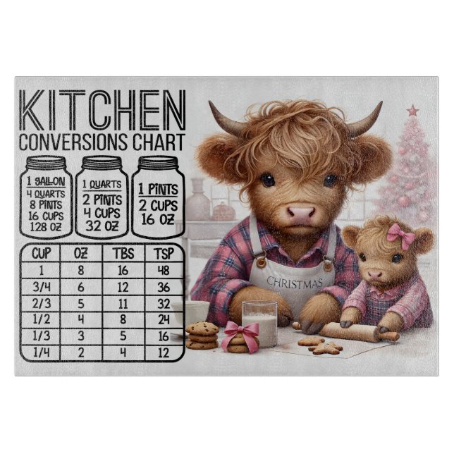 Cute Cow and Baby Conversion Chart Cutting Board (Front)