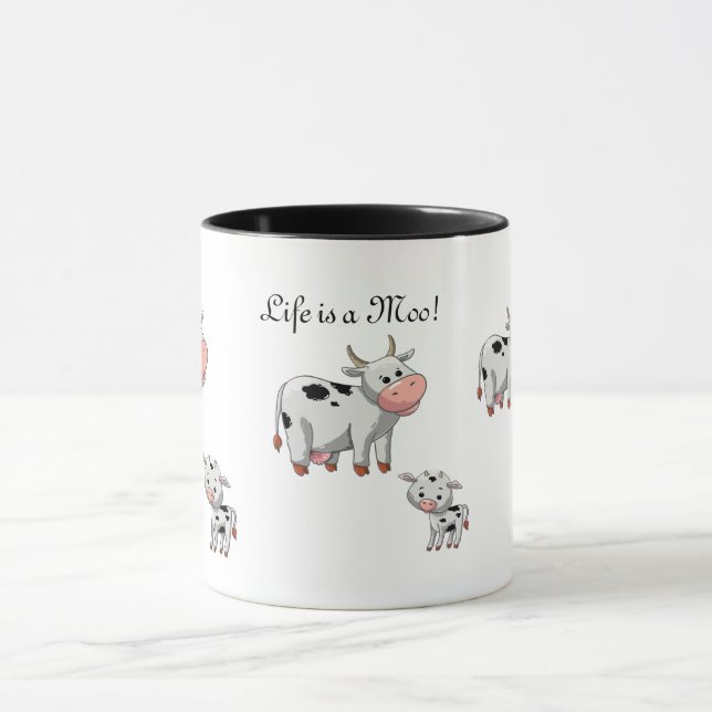 Cute Cow and calf cartoon Mug (Center)