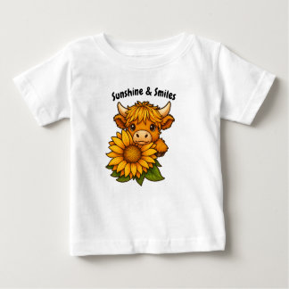 Cute Cow and Sunflower Baby T-Shirt