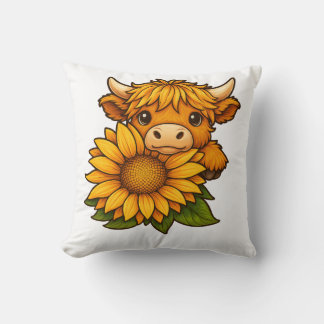 Cute Cow and Sunflower Cushion