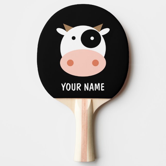 Cute cow animal cartoon table tennis game ping pong paddle (Front)