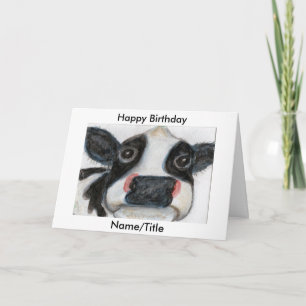 Cute Cow Birthday Greetings Card Personalise