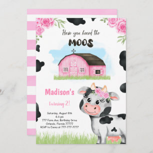 Cute Cow Birthday Invitation