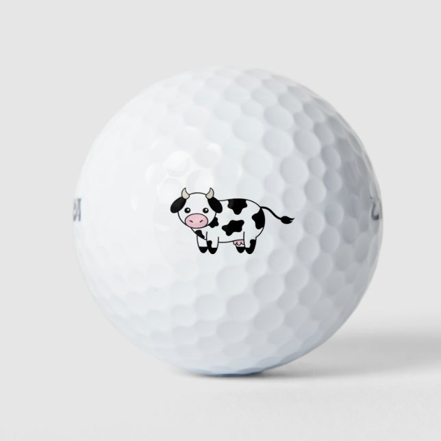 cute cow black white golf ball (Front)