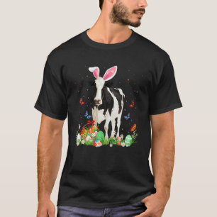 Cute Cow Bunny Egg Hunting Colourful Egg Happy Eas T-Shirt