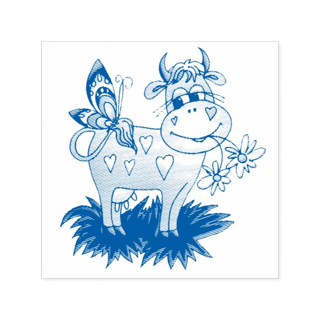 Cute Cow & Butterfly Self-inking Stamp (Design)