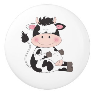 Cute Cow Cartoon Ceramic Knob