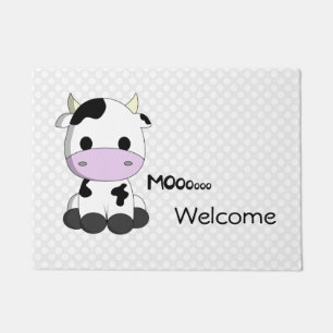 Cute cow cartoon polka dot welcome door mat