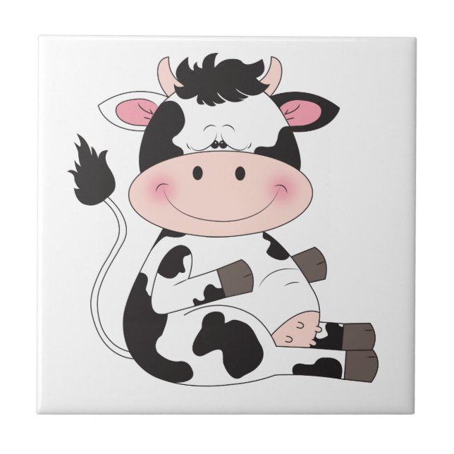 Cute Cow Cartoon Tile (Front)