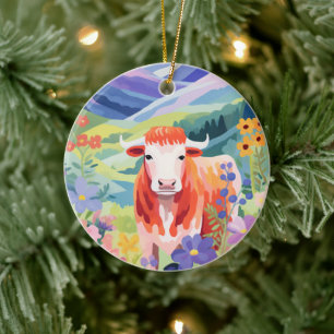 Cute Cow Ceramic Ornament