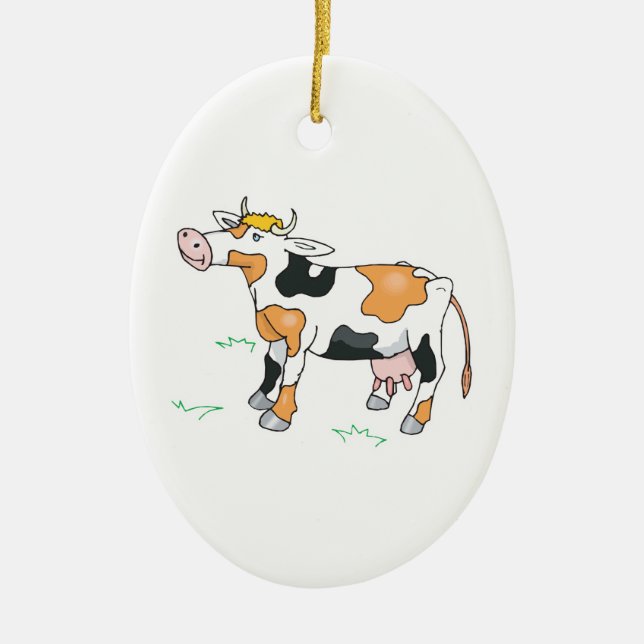 Cute Cow Ceramic Ornament (Front)