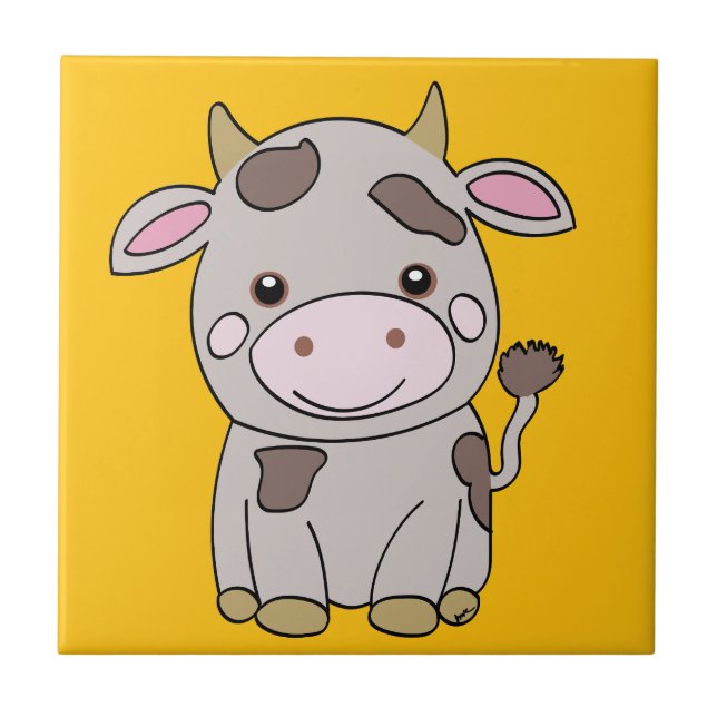 Cute cow ceramic tile (Front)