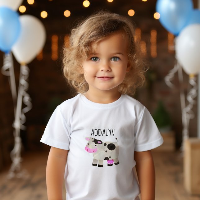 Cute Cow Child's Name Toddler T-Shirt (Cute cow child's t-shirt personalized with a name.)