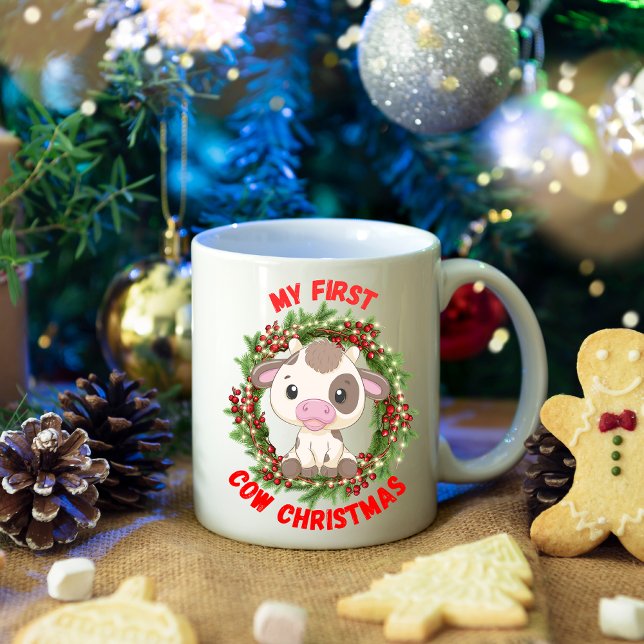 Cute Cow Christmas Berries  Coffee Mug (Creator Uploaded)