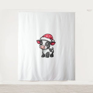 Cute Cow Christmas Comic X-Mas  Tapestry