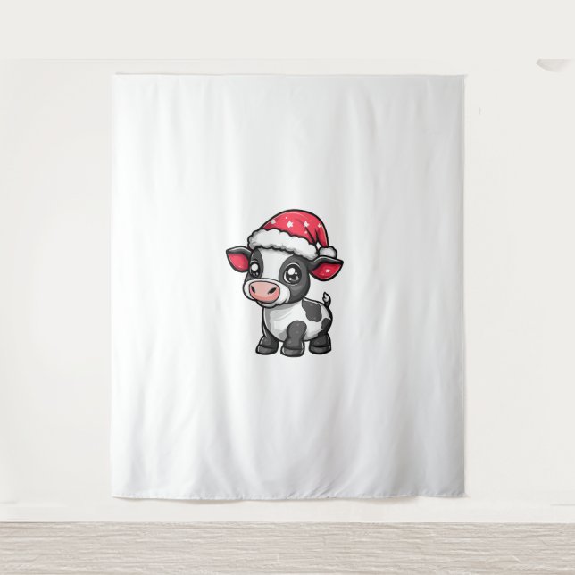 Cute Cow Christmas Comic X-Mas  Tapestry (Front)