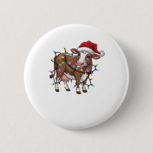 Cute Cow Christmas Light Reindeer Santa Christmas 6 Cm Round Badge